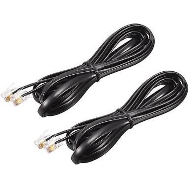 Phone cord 6.56ft telephone cable phone line cord rj11 6p6c plugs black 2pcs