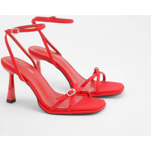 Womens Wide Fit 2 Part Buckle Detail Heels - Red - 4
