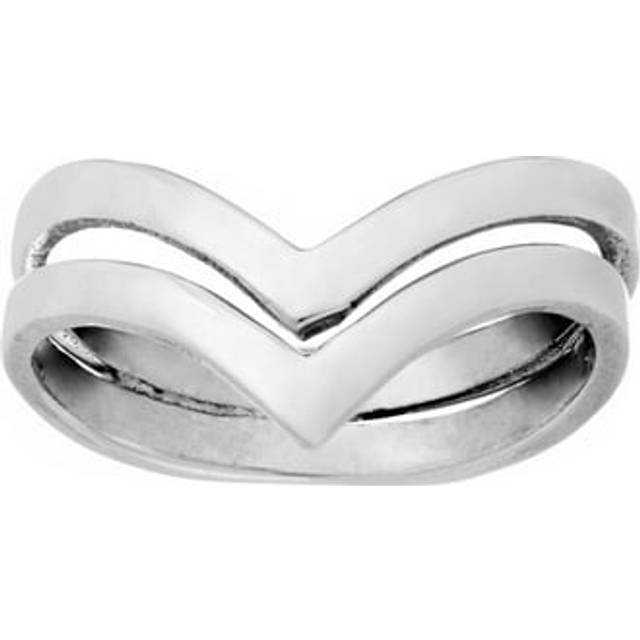 Sterling silver ring 925 simple multi band double chevron - 81stgeneration
