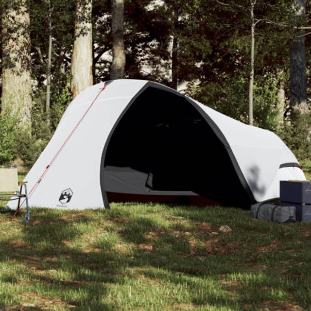vidaXL Camping Tent Dome 4-Person White Blackout Fabric Waterproof