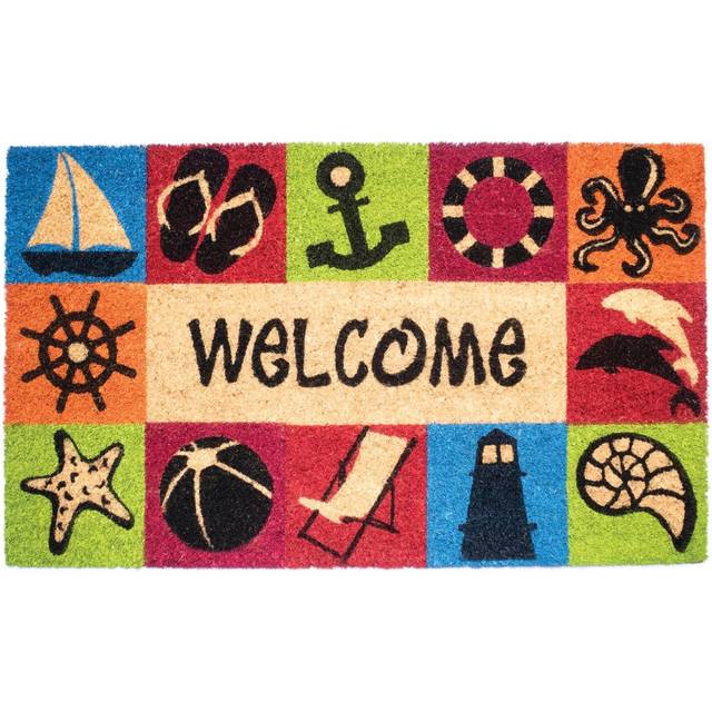 NoTrax  Welcome Beach  VinylBacked Natural Coir Doormat  Entry Mat for Indoor or Outdoor Use  18x30  C12 C12S1830WB