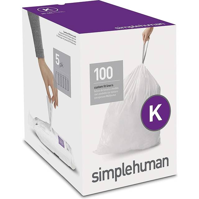 simplehuman Bulk Value Pack Code K Custom Fit Trash Can Liner 35-45 L / 9-12 Gallon  200 Pack
