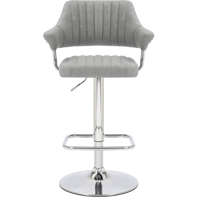Cortez Leather Effect Light Grey Bar Stool