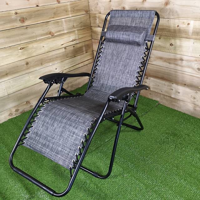 Luxury Zero Gravity Garden Relaxer Chair Sun Lounger - Grey - Grey