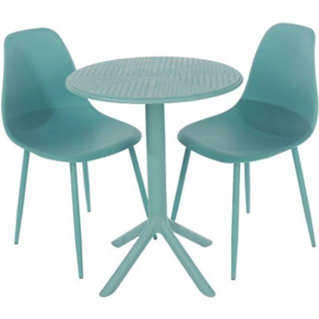 Rimini 3 Piece Cala Bistro Table & 2 Chair Set Outdoor Grade, Sky Blue