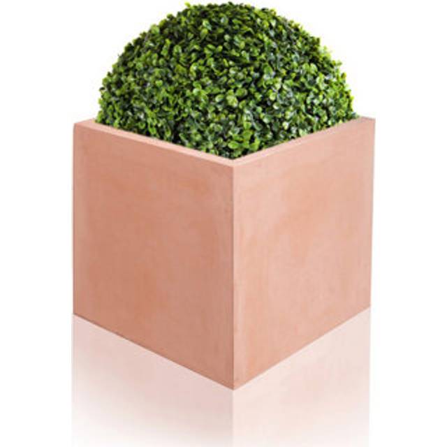 23cm Terracotta Fibre Small Cube Planter - One Size