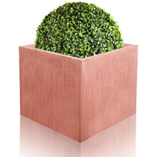 50cm Terracotta Fibre Textured XL Cube Planter - One Size