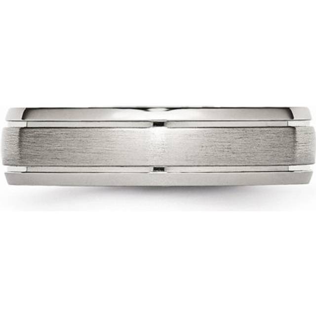 Chisel TB27-8 6 mm Titanium Grooved Edge Brushed & Polished Band, Size 8 - Silver