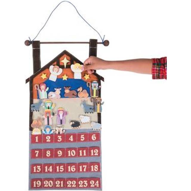 Nativity Advent Calendar for Christmas (25 pieces per set) Felt Like material with wooden dowel for hanging