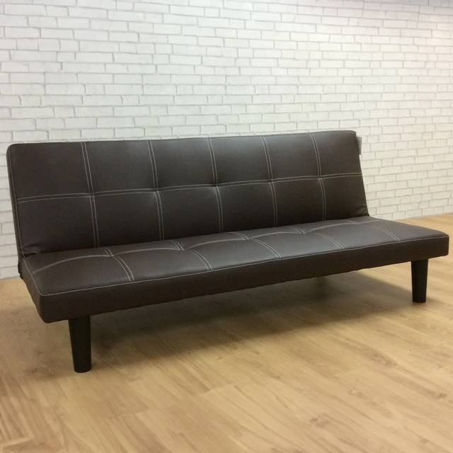 Brooklyn Single Chocolate Faux Leather Sofa Bed - Brown