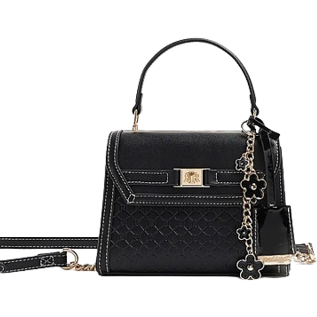 River Island Womens Black Embossed Mini Top Handle Cross Body Bag - One Size