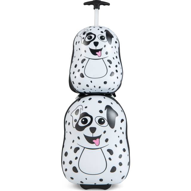 Costway Kids White and Black 2 Piece Luggage Set with Adjustable Handle - Multi - 50 x 33 x 27cm