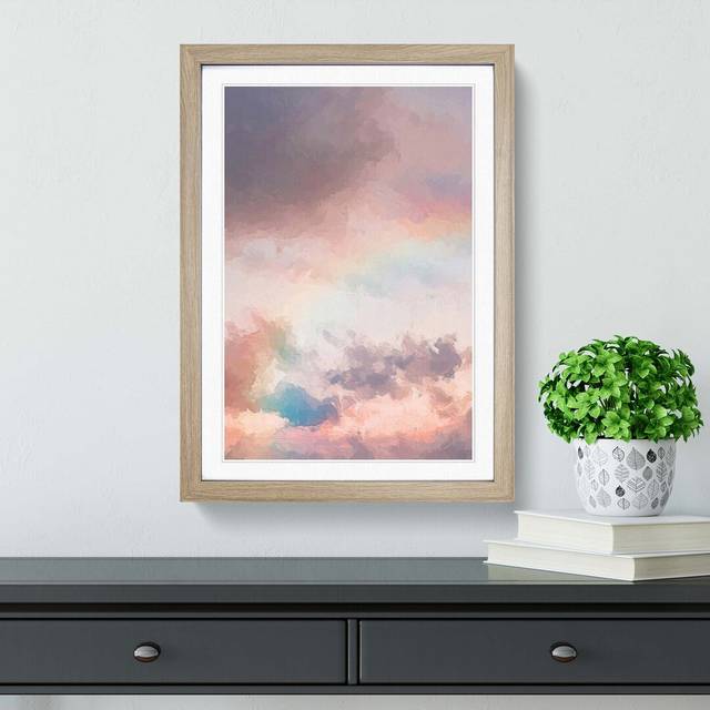 Rainbow Through the Clouds in Abstract - Picture Frame Graphic Art Print - Oak (60cm H x 40cm W x 2cm D)