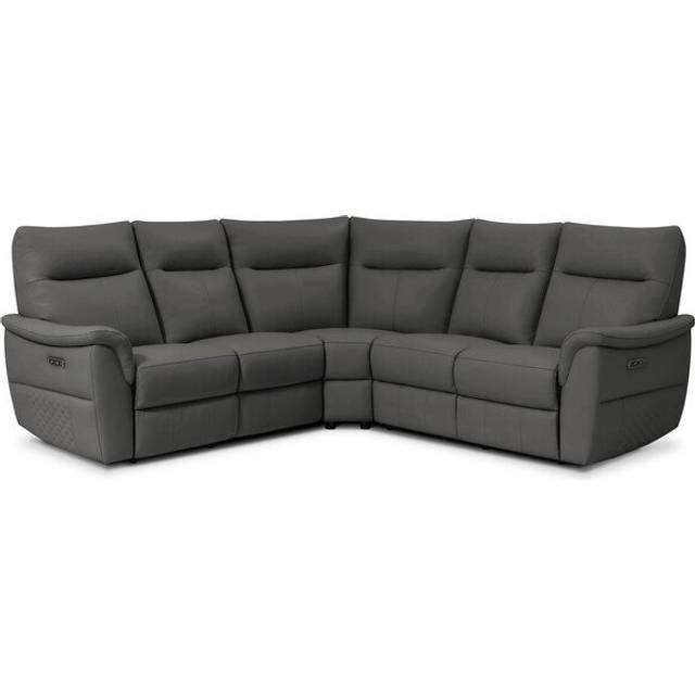 Elephant Grey Leather Sofas - Large Corner Sofa - Aldo Range - Oak Furnitureland