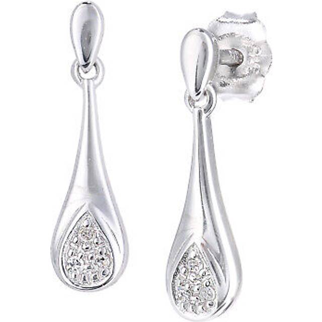 9ct white gold diamond 1.6cm height teardrop earrings by naava