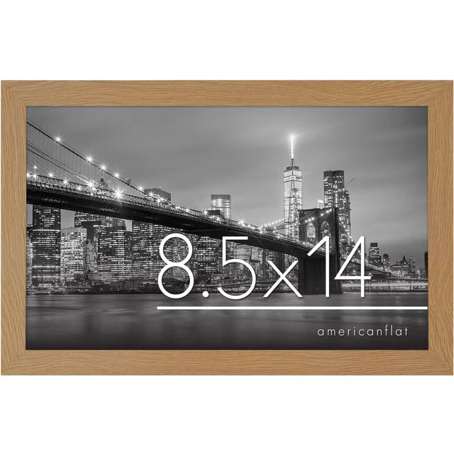 Americanflat 8.5x14 Picture Frame in Dark Oak - Engineered Wood with Shatter Resistant Glass - Horizontal and Vertical Formats for Wall