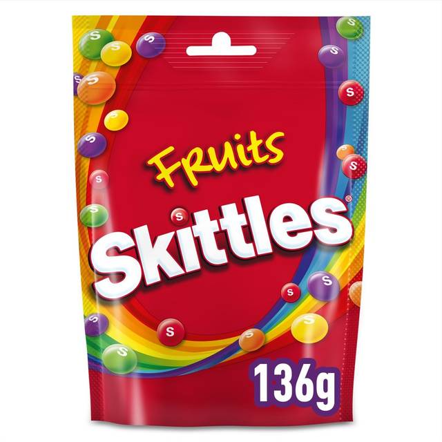 Skittles Vegan Chewy Sweets Fruit Flavoured Pouch Bag 136g
