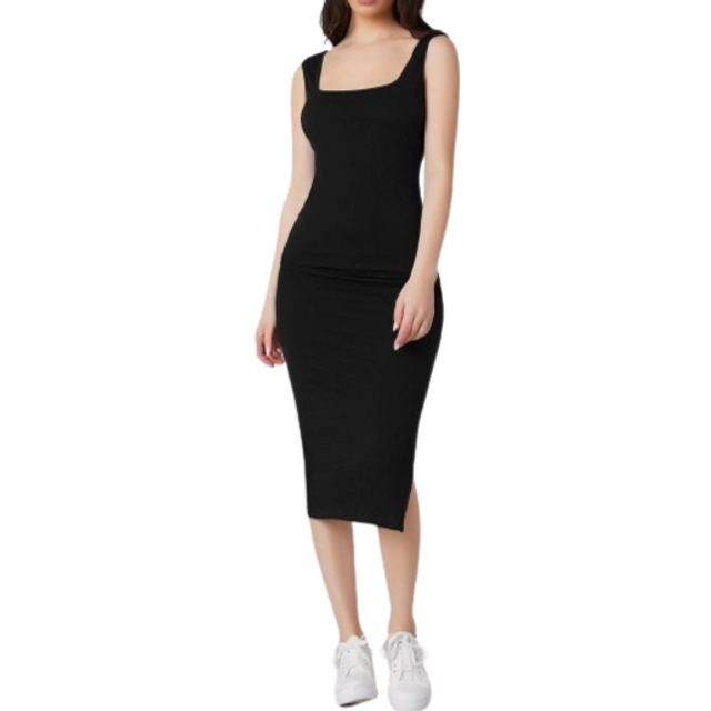 Fyrkantig nackdelad sida klänning - Svart (L,M,S,XL,XS,XXL,XXS,XXXL)