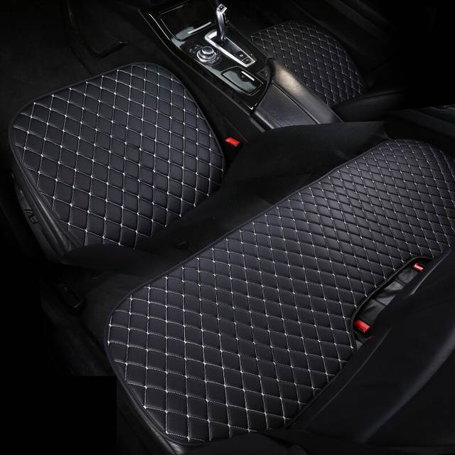 (Black White (3PCS)) PU Leather Car Seat Covers Interior parts Auto Products Universal Cushion