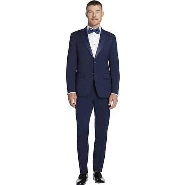 Tommy Hilfiger Modern Fit Wool Blend Tuxedo Jacket Navy Solid - Size: 43 Regular