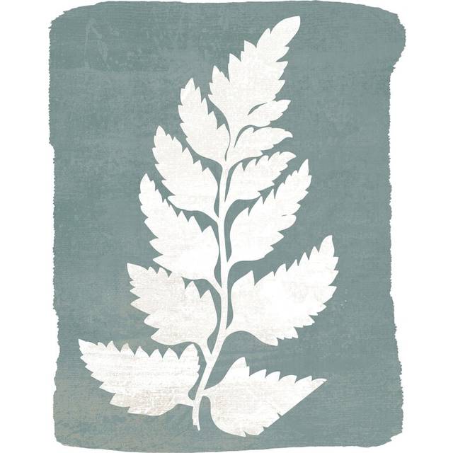 Teal Textured Fern Leaf - Painting Print - Wrapped Canvas (30cm H x 20cm W)