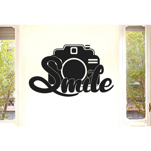 Smile At The Camera Wall Sticker - Black (Medium)