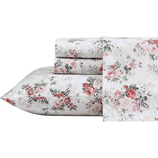 Laura Ashley - Queen Sheets  Cotton Percale Bedding Set  Crisp & Cool
