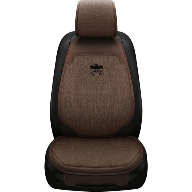 (Coffee 1 seat) Car Front Rear Auto Seat Protector Car Chair Protector Pad Linen Fabric