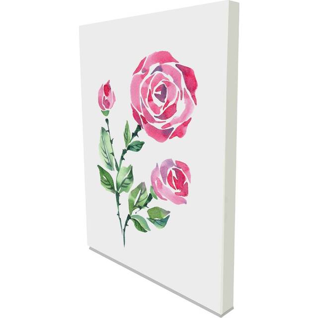 'Beautiful Pink Roses' Graphic Art on Canvas - Multicolour (31 cm H x 41 cm W)