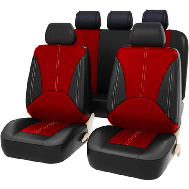 (PQ170-5SeatRed) Car Seat Cover PU Leather Universal Car Front Seat Covers Accessories