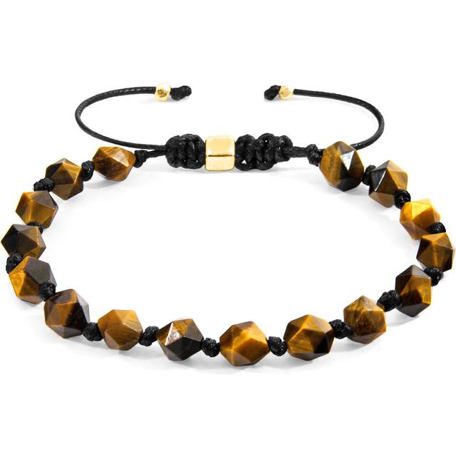 Brown Tigers Eye Zebedee 9ct Yellow Gold and Stone Beaded Macrame Bracelet