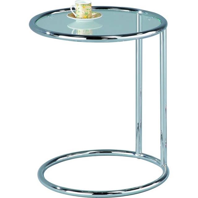 Mia Round Side Table, Chrome/Clear