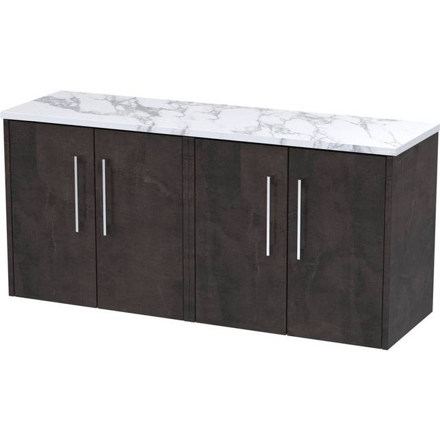 Hudson Reed Juno 1200Mm Wall Hung 4-door Vanity & Laminate Worktop - Metallic Slate