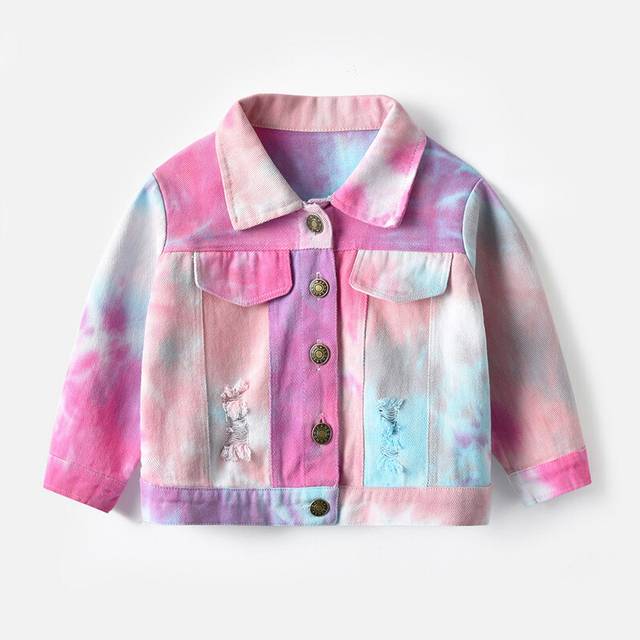 (Pink, 4-5Years) Kids Boys Girls Casual Dyeing denim Jackets Coats