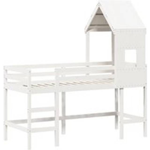 vidaXL Loft Bed with Ladder and Roof without Mattress White 80x200 cm