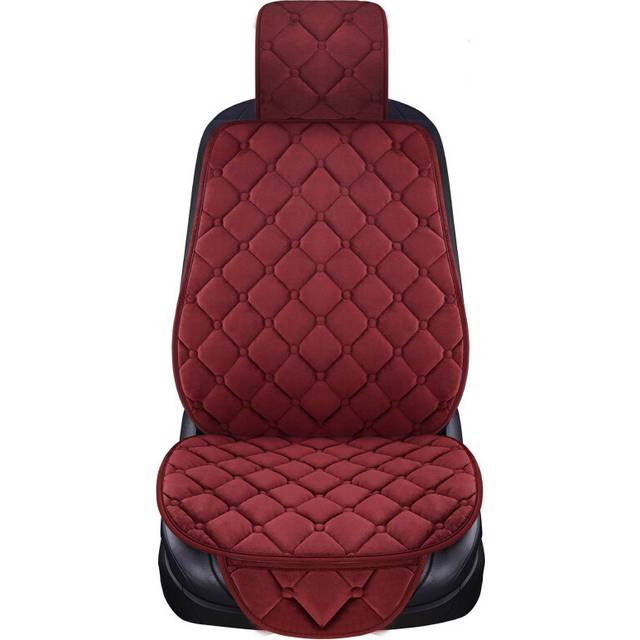 (1 seat red) Flocking Cloth Car Seat Cover Protector Universal Front Rear Warm Warm