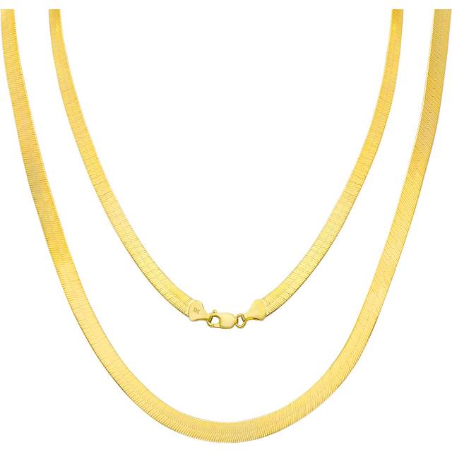 10k yellow gold solid 7mm flexible herringbone chain women men necklace 16"- 24"
