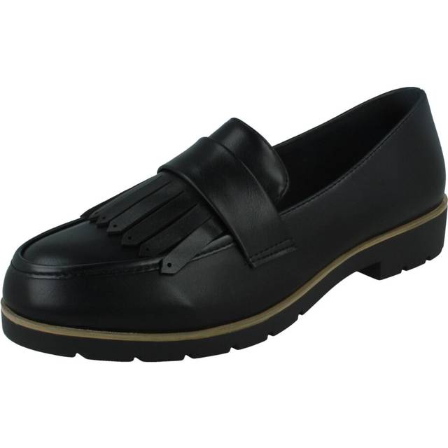 (Black, UK 5) Ladies Spot On Formal Loafers F90096