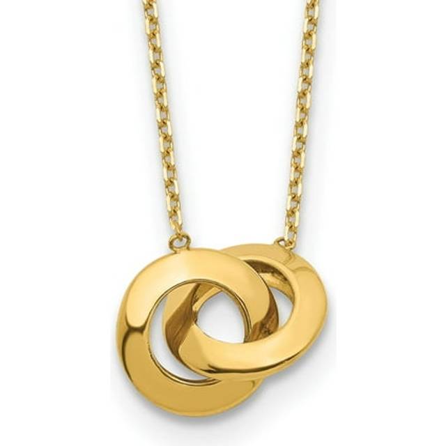 Quality Gold SF2548-16 14K Yellow Gold Polished Fancy Interlocking Circle 16 in. with 1 in. Extension Necklace