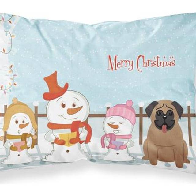Caroline's Treasures Christmas Carolers Merry Pug Brown Fabric Standard Pillowcase BB2336PILLOWCASE