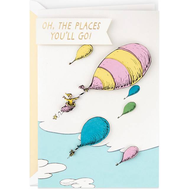 Hallmark Dr. Seuss Congratulations Card or Graduation Card (Oh  the Places You'll Go!) Signature Card