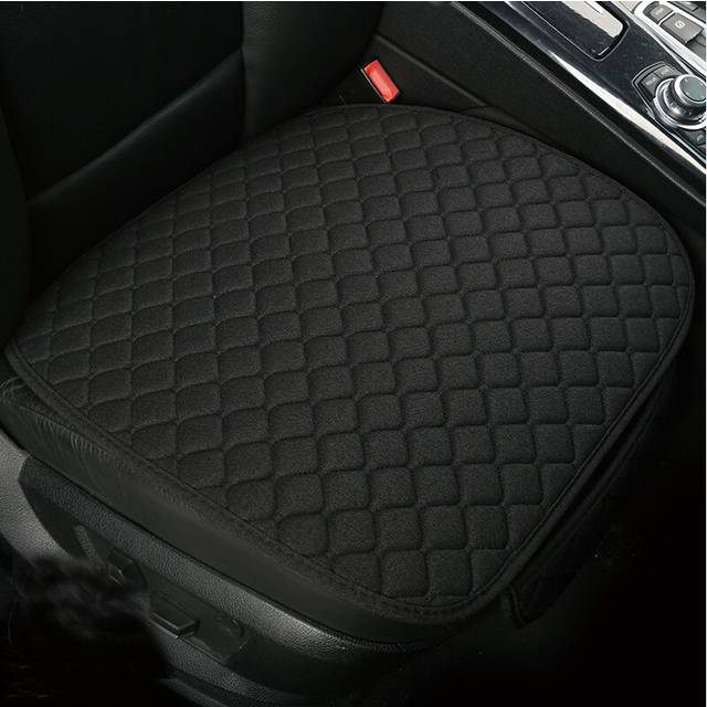 (1 black pad) Flax Car Seat Cover Protector Universal Linen Front Rear Back Cushion