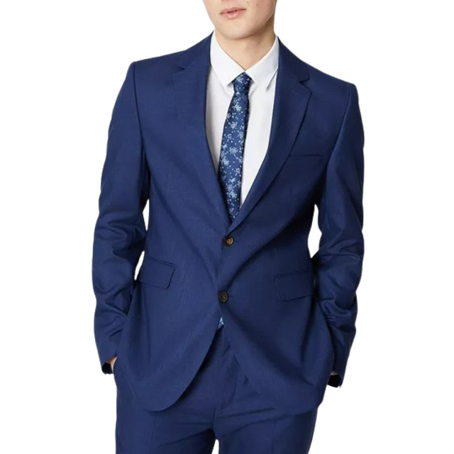 Mens Royal Blue Sharkskin Suit Jacket - 40L