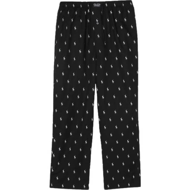 Pony Player Pyjama Bottoms in Logo Print Cotton - Black Print - S