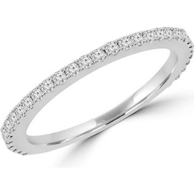 Majesty Diamonds MD160307-8 0.33 CTW Round Cut Diamond Semi Eternity Wedding Anniversary Band Ring in 14K White Gold, Size 8
