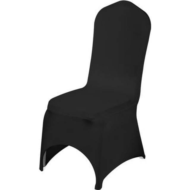 Vevor ZYT50PCSHSGXYT001V0 Black Polyester Spandex Stretch Slipcover for Wedding Party Dining Banquet Arched-Front Chair Cover - 50 Piece