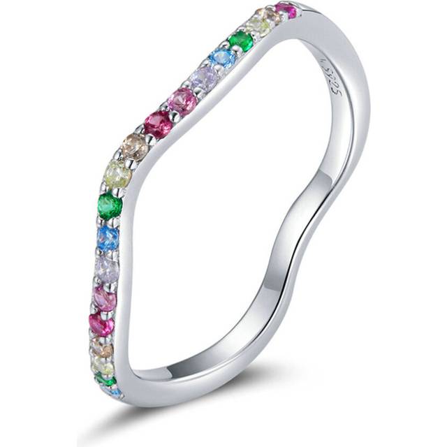 Rainbow Bridge Silver plating Wave Finger Rings for Women Colorful  Wedding Jewelry_8