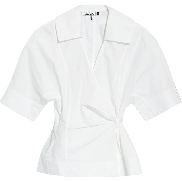 GANNI White Wrap Blouse - 151 Bright White - DK 40