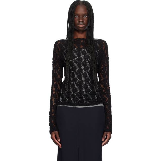 Róhe Black Boat Neck Blouse - 001 Black - FR 34