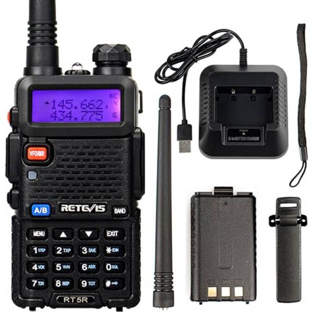 RT5R Walkie Talkie Professional, Dual Band Ham Radio with FM VOX 128 Channels Tri-color Display USB Rechargeable Walkie Talkie, Long Distance 2 Way